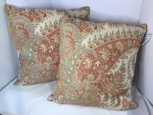 Pair Cream/Rust Polyester Down Filled Pillow Set
