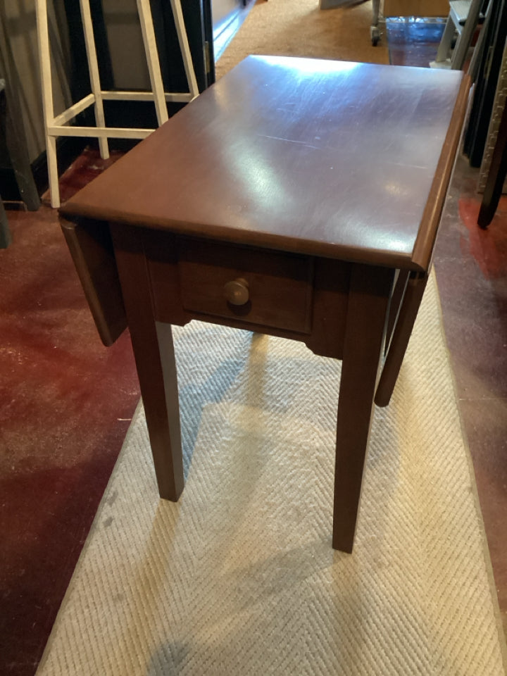 Side Wood 1 drawer Drop-Leaf Brown Table