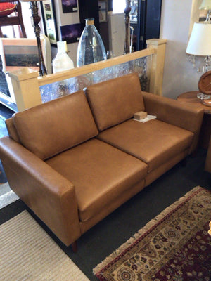 Burrow Leather NEW Brown Love Seat 333PY8NE