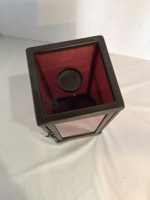 Tea Lights Brown/Red Metal/Glass Candleholder(s)