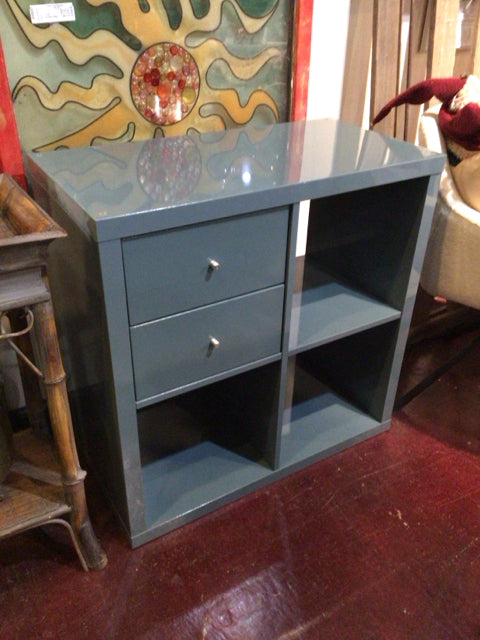 Modern Blue Lacquer Drawers Cabinet