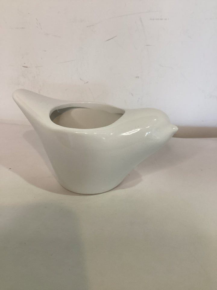White Ceramic Bird Planter