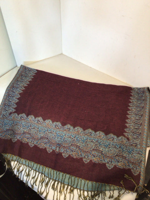 Acrylic Blue/ Purple Fringed Scarf