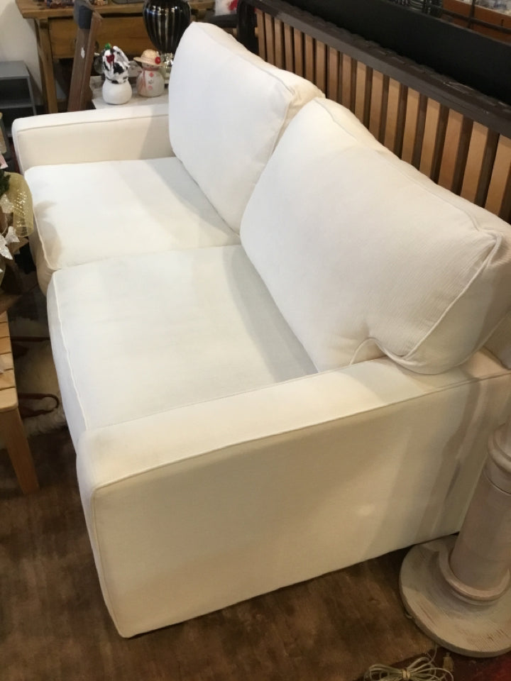 Jonathan Louis Loose Cushion Chenille White Sofa/Couch