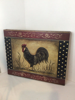 Red/Black Rooster Stretch Canvas Art