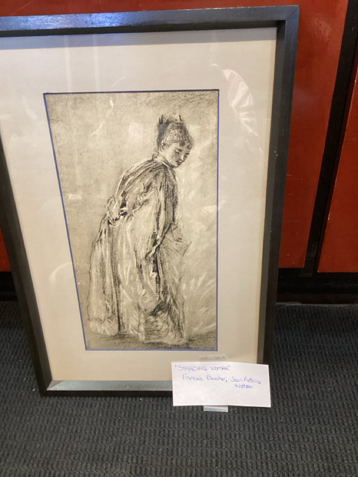 Black/Gray Woman Framed Art