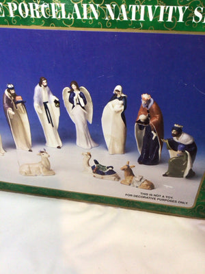 Nativity Multi-Color Porcelain Set of 10 In Box Holiday Item