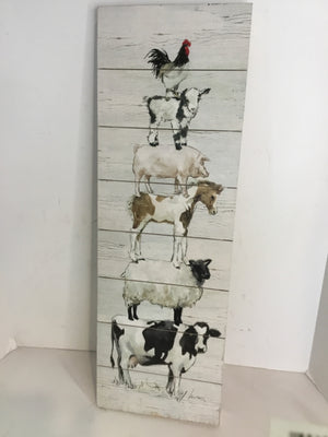 Wood Farm Animals White/Black Wall Decoration Art