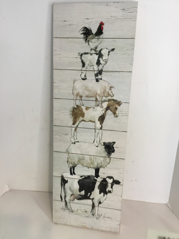 Wood Farm Animals White/Black Wall Decoration Art