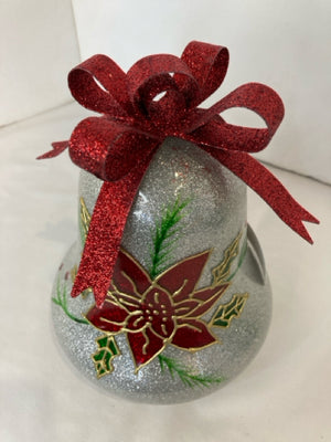 Christmas Silver Glass Bell Holiday Item