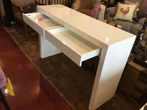 Serena & Lily Modern Laminate 2 Drawers Console White Table