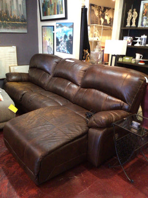 Ashley 3 Piece Leather Electric Recliner Brown Sectional Sofa