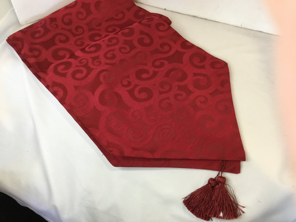 Table Runner Red Tassels Holiday Item
