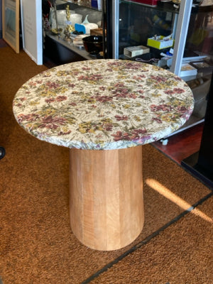 Side Wood Floral Brown/Green Table