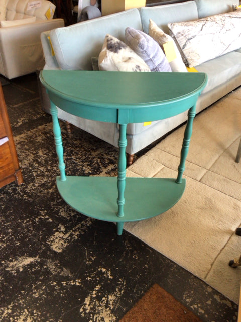 Demi Lune Wood Teal Table