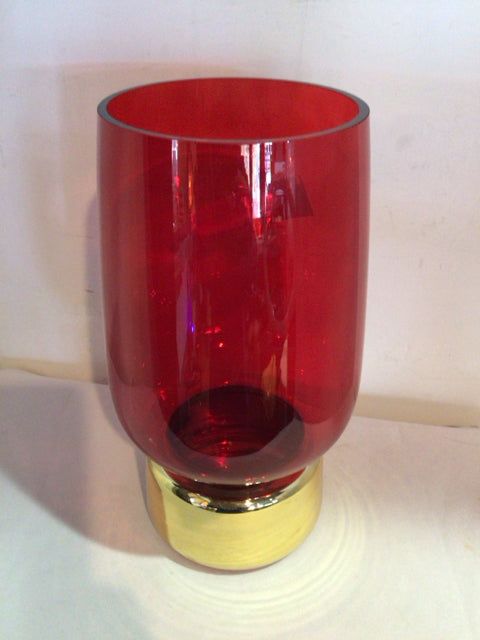 Red/Gold Glass/Metal Vase