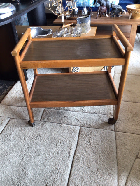 Vintage Bar Wood Brown/black Cart