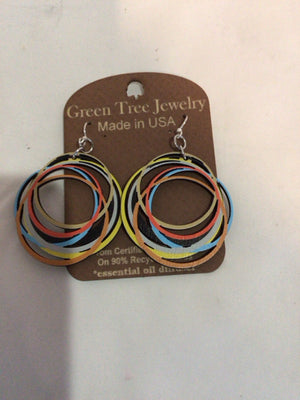 Green Tree Multi-Color Circles Earrings