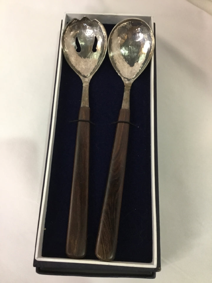 Spoon Brown/Silver Sterling Silver Fork Salad Set