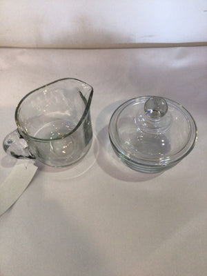 Pair Clear Glass Sugar/Creamer