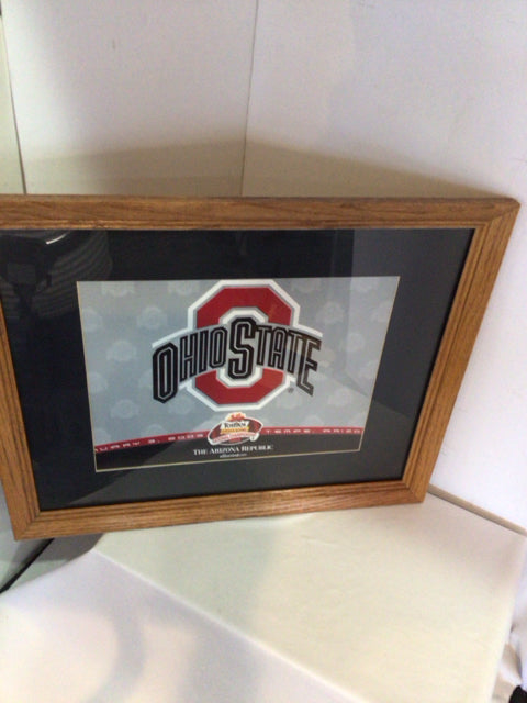 Gray/Red Ohio State Framed Art