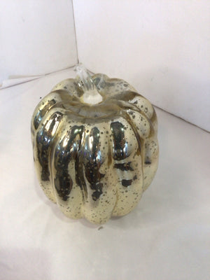 Fall Silver Mercury Glass Pumpkin Battery Holiday Item