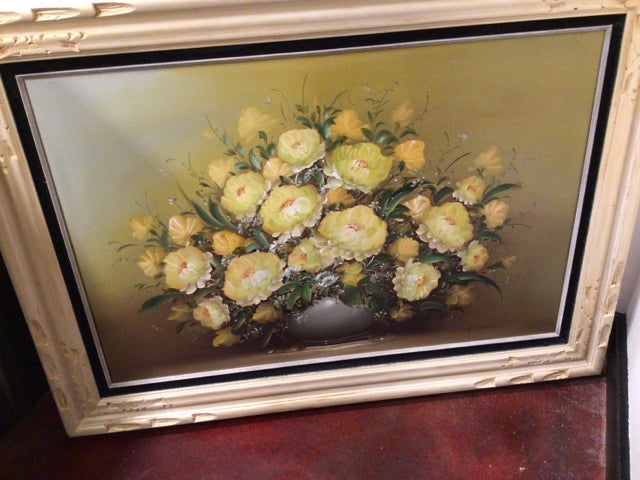 Yellow/White Floral Framed Art
