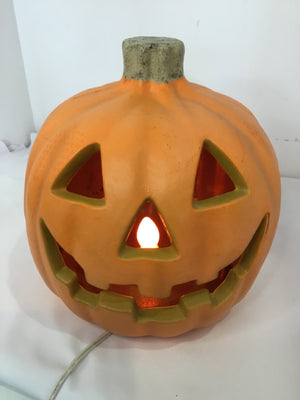 Electric Orange Plastic Pumpkin Light up Holiday Item