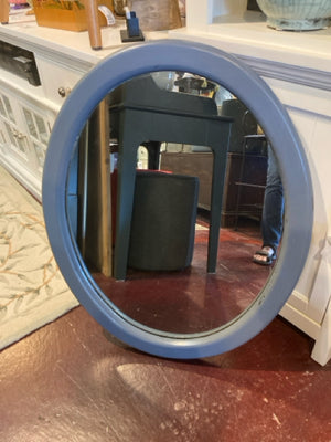 Gray Wood Oval Mirror