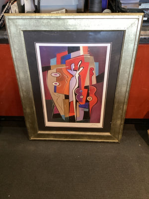 Signed Multi-Color Abstract Framed Art