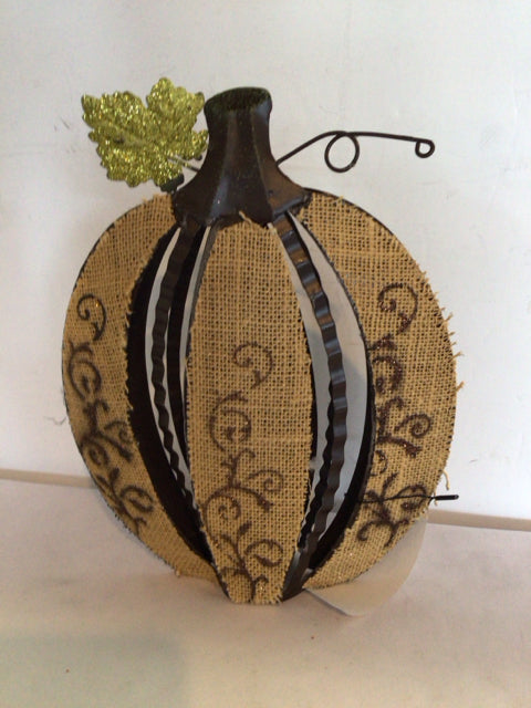 Gray Metal Pumpkin Holiday Item
