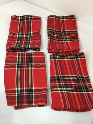 Napkins Red/Black Set of 4 Plaid Holiday Item