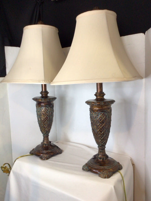 Brown Resin Pair Lamp Set