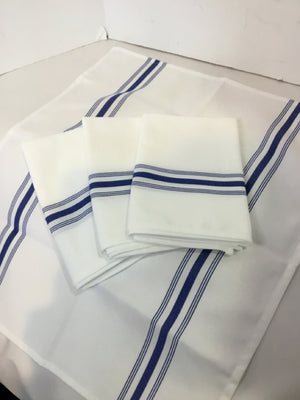 Set of 4 White/Blue Stripe Napkins