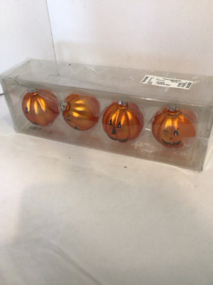 Halloween Orange Glass Pumpkin Ornaments Holiday Item
