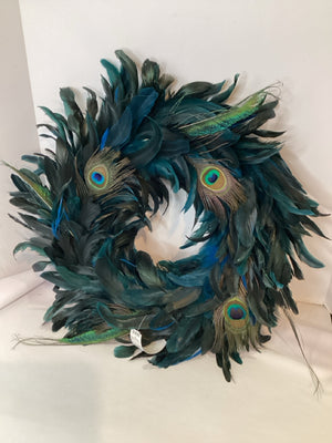 Blue/Green Feather Peacock Wreath