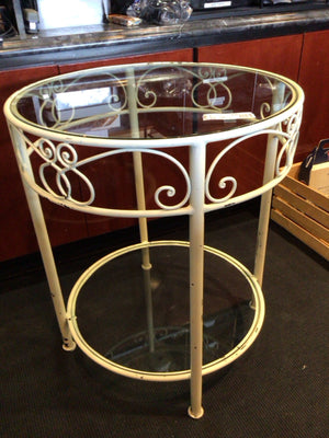 Tiered Glass/Metal Round Cream Table