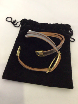 Meghan Browne Leather Gray Wrap Bracelet