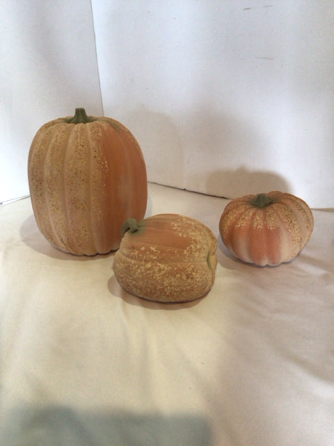Fall Orange Terracotta Pumpkin Set of 3 Holiday Item