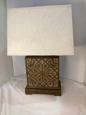 Brown/Cream Wood Lamp