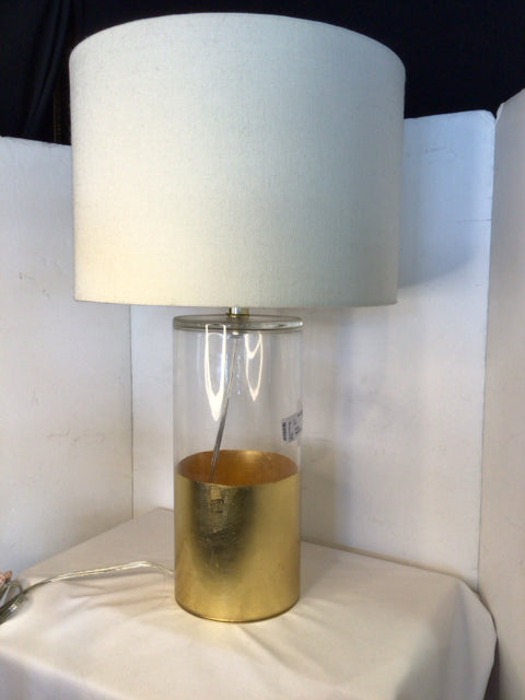 Gold/Clear Glass Cylinder Lamp