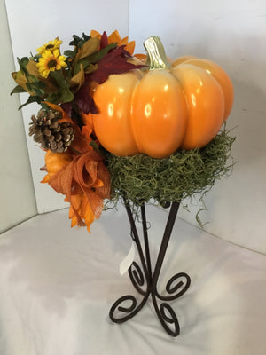 Fall Orange/Multi Flowers Pumpkin Holiday Item
