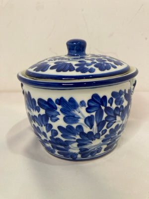 Lidded Blue/White Ceramic Bowl