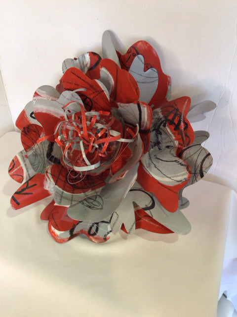 Plastic Flower Red Wall Decoration Art