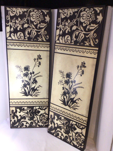 Pair Brown/Cream Wall Decoration Art