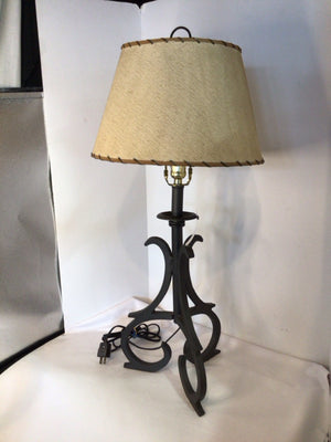 Black/Tan Wrought Iron Lamp