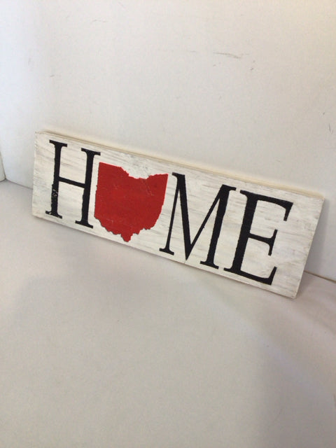 Sign Wood Home Ohio White/Red Wall Decoration Art