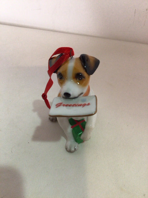 Christmas Multi-Color Porcelain Dog Ornament Holiday Item