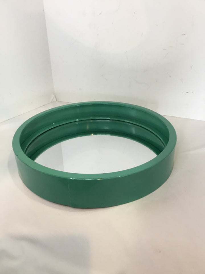Round Teal Metal Mirrored Tray