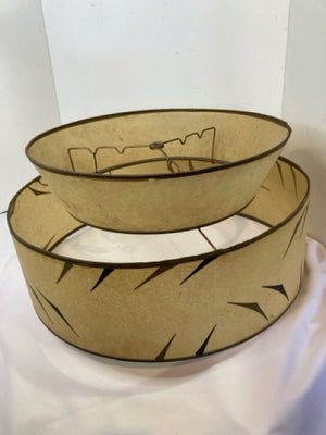 1950's Tan/Black Fiberglass Tiered Lamp Shade